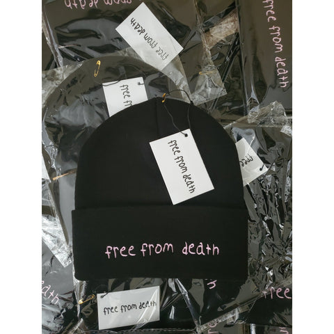 FREE FROM DEATH LOGO BEANIE (Black / Pink)