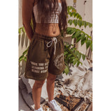"HIGHER LEARNING" SHORTS OLIVE GREEN